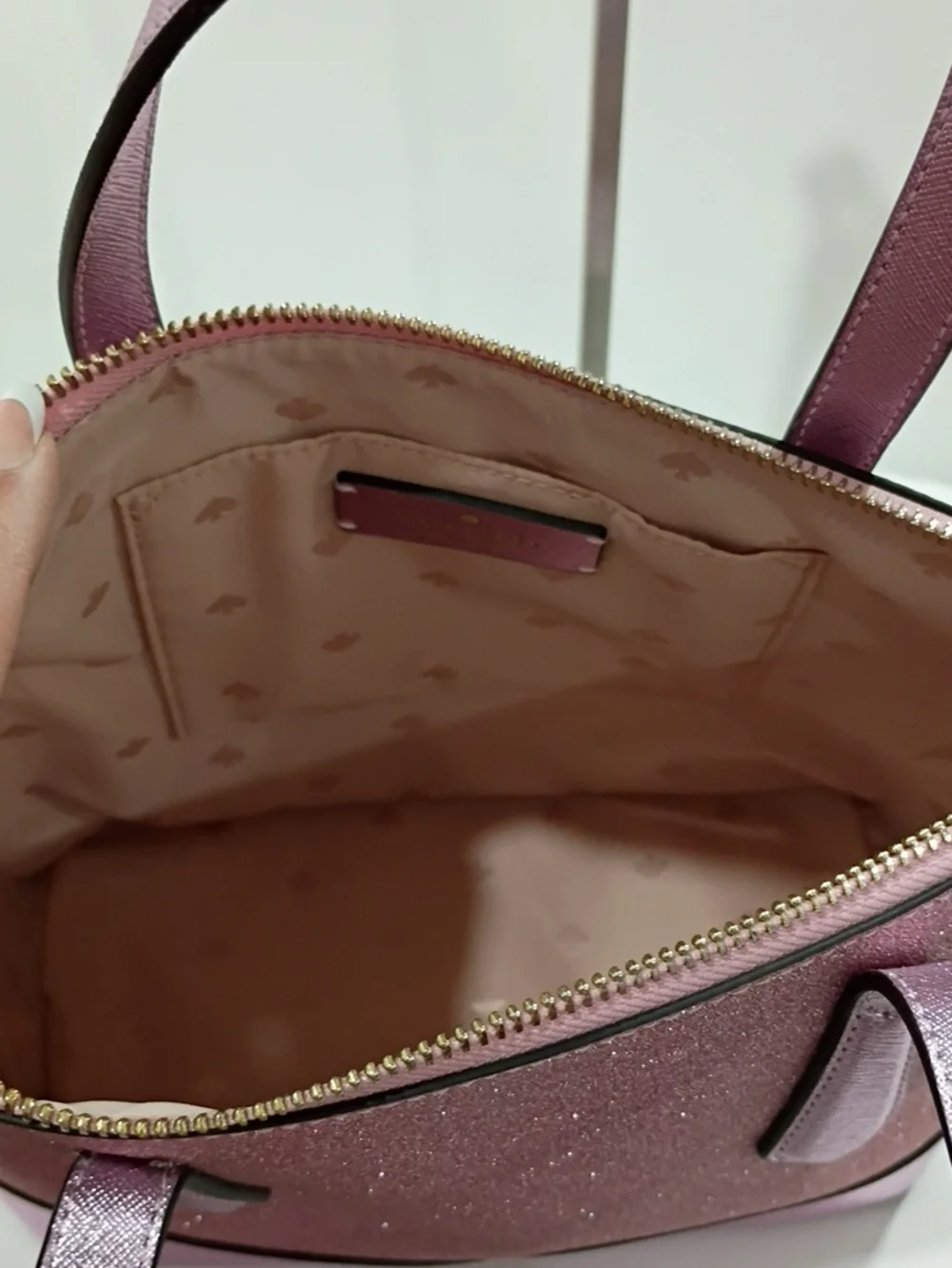 kate spade Pink Glitter and Saffiano Tote with Detachable Crossbody Strap